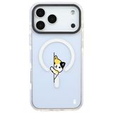 Casen iPhone 17 Pro ile Uyumlu MagSafe Şeffaf Silikon Kılıf, Arty Beyaz, Kedi Tasarımlı, Kamera Korumalı