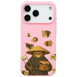 Casen iPhone 17 Pro ile uyumlu Pembe Kedi Tasarımlı Gimbap Cat Renkli Silikon Telefon Kılıfı, ip-17-pro-II