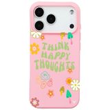 Casen iPhone 17 Pro ile Uyumlu Pembe Think Happy Renkli Silikon Kılıfı, ip-17-pro