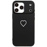 Casen iPhone 17 Pro ile Uyumlu Silikon Kılıf, Kamera Korumalı, Beyaz Kalp Desenli, Siyah