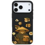 Casen iPhone 17 Pro ile uyumlu Siyah Kedi Tasarımlı Gimbap Cat Renkli Silikon Telefon Kılıfı, ip-17-pro-II