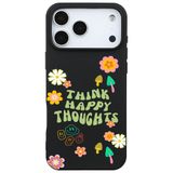 Casen iPhone 17 Pro ile Uyumlu Siyah Think Happy Renkli Silikon Kılıfı, ip-17-pro