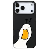Casen iPhone 17 Pro ile uyumlu Siyah What Duck Ördek Tasarımlı Kamera Korumalı Renkli Silikon Kılıf, ip-17-pro-II