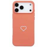 Casen iPhone 17 Pro ile Uyumlu Turuncu Lansman Renkli Silikon Beyaz Kalp Desenli Kamera Korumalı Kılıf, ip-17-pro
