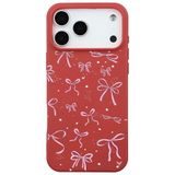 Casen iPhone 17 Pro Kırmızı Ribbon Stars Kamera Korumalı Premium Renkli Silikon Kılıf
