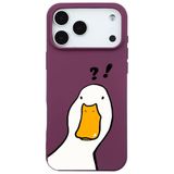 Casen iPhone 17 Pro Max ile Uyumlu Bordo What Duck Ördek Tasarımlı Kamera Korumalı Renkli Silikon Kılıf, ip-17-pro-max-II