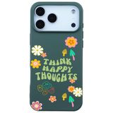 Casen iPhone 17 Pro Max ile Uyumlu Kaktüs Think Happy Renkli Yeşil Silikon Kılıfı, ip-17-pro-max