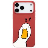 Casen iPhone 17 Pro Max ile uyumlu Kırmızı What Duck Ördek Tasarımlı Kamera Korumalı Renkli Silikon Kılıf, ip-17-pro-max-II
