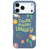 Casen iPhone 17 Pro Max ile uyumlu Mavi Think Happy Renkli Silikon Kılıfı, ip-17-pro-max