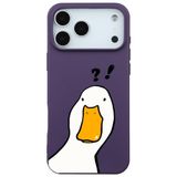 Casen iPhone 17 Pro Max ile uyumlu Mor What Duck Ördek Tasarımlı Kamera Korumalı Renkli Silikon Kılıf, ip-17-pro-max-II