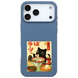Casen iPhone 17 Pro Max ile Uyumlu Silikon Kılıf, Mavi, Black Cat Tasarımlı, Kamera Korumalı