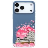 Casen iPhone 17 Pro Max ile Uyumlu Silikon Kılıf, Sakura Tasarım, Mavi, Kamera Korumalı