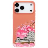 Casen iPhone 17 Pro Max ile Uyumlu Silikon Kılıf, Sakura Tasarım, Turuncu, Kamera Korumalı