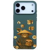 Casen iPhone 17 Pro Max ile uyumlu Yeşil Kedi Tasarımlı Gimbap Cat Renkli Silikon Telefon Kılıfı, ip-17-pro-max-II