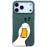 Casen iPhone 17 Pro Max ile Uyumlu Yeşil What Duck Ördek Tasarımlı Kamera Korumalı Renkli Silikon Kılıf, ip-17-pro-max-II