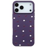 Casen iPhone 17 Pro Mor Lansman Renkli Silikon Kiraz ve Çiçek Desenli Kamera Korumalı Kılıf