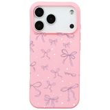 Casen iPhone 17 Pro Pembe Ribbon Stars Kamera Korumalı Premium Renkli Silikon Kılıf