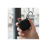 CaseOnn Kılıf Askı Aparatlı Mat Silikon Siyah Siyah Galaxy Buds 2 - Buds 2 Pro ile uyumlu