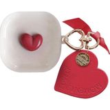 Caseonn Samsung Galaxy Buds 2 - Buds 2 Pro Kılıf Figürlü 3D Lovely Kalp Kırmızı - Bej