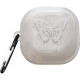 Caseonn Samsung Galaxy Buds 2 - Buds 2 Pro Kılıf Figürlü Işıltılı Kelebek - Şeffaf - Beyaz