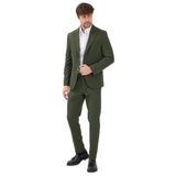 Caserta Erkek Haki Poliviskon Kumaşlı Mono Yaka Torba Cepli Yarım Astar Slim Fit 2'li Takım Elbise Haki 52