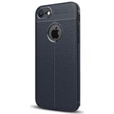 CaseStreet Apple iPhone 6s Plus Niss Deri Görünümlü Arka Koruma Lacivert Silikon Kılıf