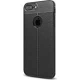 CaseStreet Apple iPhone 8 Plus Niss Deri Görünümlü Arka Koruma Siyah Silikon Kılıf