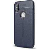CaseStreet Apple iPhone XS Max Niss Deri Görünümlü Lacivert Silikon Kılıf
