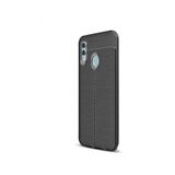 CaseStreet Huawei P Smart 2019 Niss Deri Görünümlü Nano Glass Siyah Silikon Kılıf
