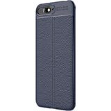 CaseStreet Huawei Y6 2018 Niss Deri Görünümlü Nano Glass Lacivert Silikon Kılıf