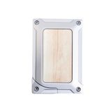 Caseti Tek Torch Pürmüz Gümüş Ahşap Desenli Metal Puro Çakmağı