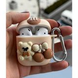 Casetify Air Pods 1. ve 2. Nesil Uyumlu Koruyucu Kulaklık Kılıf Kabartmalı Renkli Ayıcık - Krem - 2.nesil