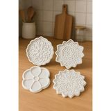 Casey Store Mandala Desenli 3D Baskı Kek Kalıbı – Şık ve Dekoratif Kek Kalıbı (4’lü Set) - Beyaz