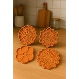 Casey Store Mandala Desenli 3D Baskı Kek Kalıbı – Şık ve Dekoratif Kek Kalıbı (4’lü Set) - Turuncu