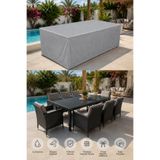 cashen Bahçe Mobilya Koruma Örtüsü 300x160x80 cm Su Geçirmez Masa Sandalye Koruma Brandası 4 Taraf Bağcıklı Dış Mekan Örtüsü Gri