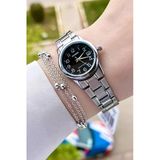 Casio Csıste23 Kadranı Siyah Kordonu Gümüş Renk Takvimli Hediye Paketli Kadın Kol Saati
