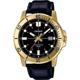 Casio Erkek Kol Saati MTP-VD01GL-1EVUDF Altın Kasa Siyah Deri Kordon Suya Dayanıklı Fonksiyonlar