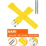casio f-91 / f-94 / f-105 saat uyumlu soft silikon saat kordonu kayışı s02f91w-y - Sarı