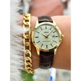 Casio Full Çelik Kasa Deri Kordon Kahverengi Lüx Kol Saati + Bileklik