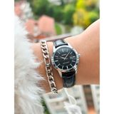 Casio Full Çelik Kasa Deri Kordon Siyah Renk Takvimli Lüx Kol Saati + Bileklik