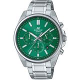 Casio Gümüş Renkli Çelik Kordonlu Erkek Kol Saati 100 Metre Su Geçirmez - Gümüş - Yeşil