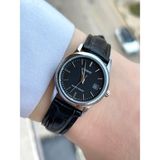Casio Kordonu Deri Kasası Gümüş Renk Kadın Kol Saati - Gümüş - Siyah