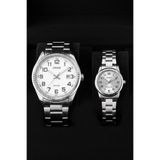 Casio LTP-V001D-7BUDF-MTP-1302D-7BVDF Çift Saat Seti Gümüş Metal Kordon Erkek Kadın Kol Saati