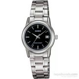 Casio Ltp-V002d-1Audf Quartz Çelik Gri Siyah Kadran 25 Mm Kadın Kol Saati