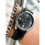 Casio Marka Full Çelik Kasa, Deri Kordon Siyah Renk Lüx Bayan Kol Saati + Bileklik - Renkli