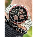 Casio Marka Full Çelik Kasa, Kordon Gümüş Renk, Takvimli, Lüx Erkek Kol Saati + Bileklik - Renkli