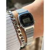 Casio Marka Full Çelik (Kasa,Kordon) Gümüş Renk Lüx Dijital Bayan Kol Saati + Bileklik - Renkli