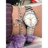 Casio Marka Gümüş Renk, Çelik Kordon Sertifikalı Retro Kadın Kol Saati+Bileklik - Lacivert