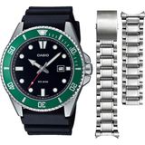 Casio MDV-107 Bill Gates Saati Çelik Kordon Hediyeli - Siyah - Yeşil
