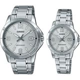 Casio MTP-LTP-V004D-7B2UD Çift Kol Saati (Kadın-Erkek) Gümüş Kasa ve Kordon Suya Dayanıklı Analog 1 ATM